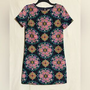 J. Crew Black Multicolored Mandala Print Short Sleeve Mini Dress Size 00